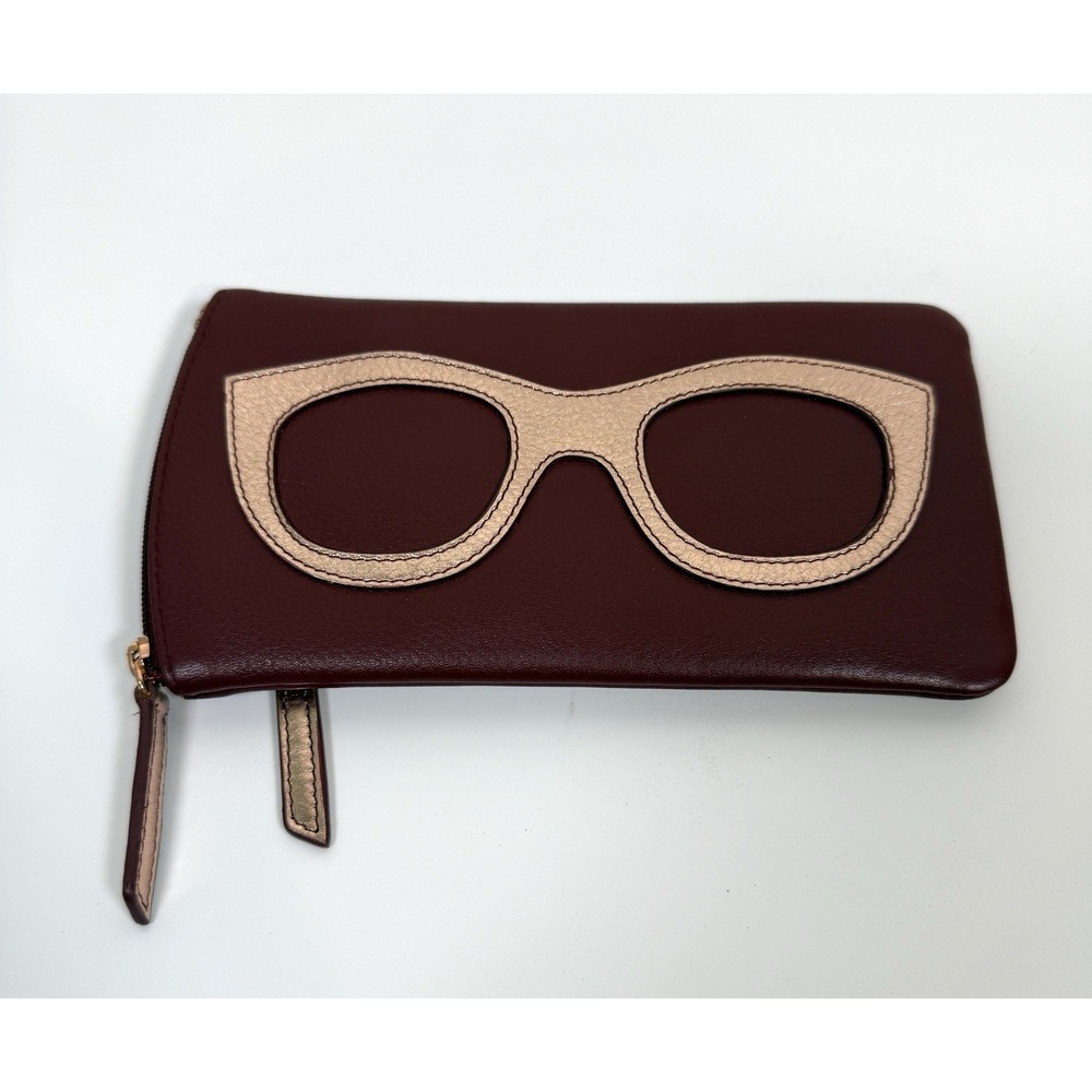 Ili New York Charleston Leather goods Eyeglass Case frame Zipper Pocket New